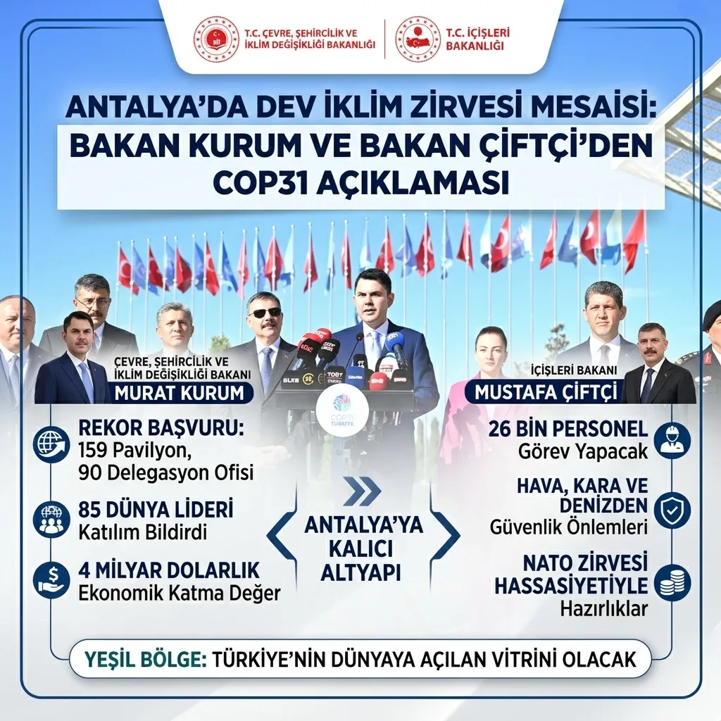 ANTALYA’DA DEV İKLİM ZİRVESİ MESAİSİ: BAKAN KURUM VE BAKAN ÇİFTÇİ’DEN COP31 AÇIKLAMASI