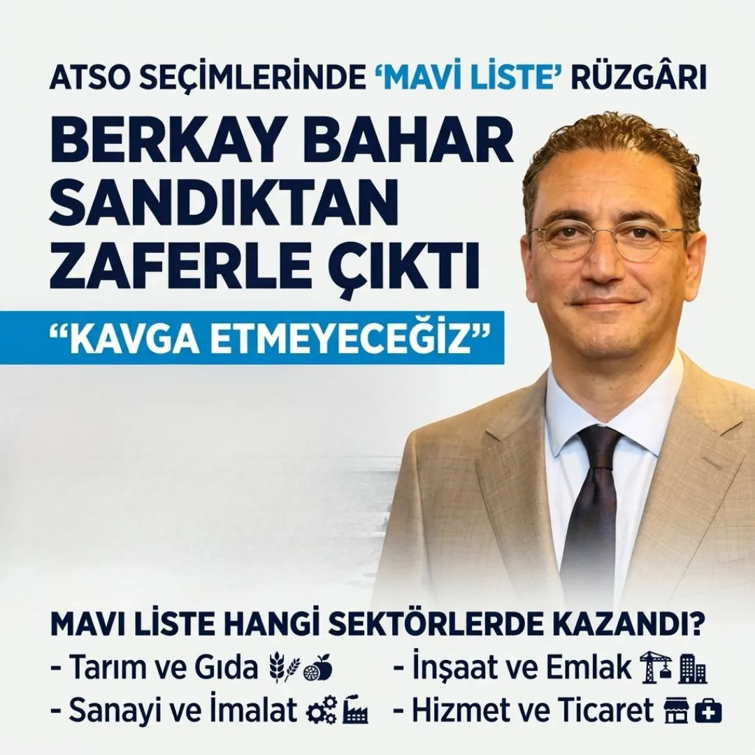 ATSO SEÇİMLERİNDE 'MAVİ LİSTE' RÜZGÂRI: BERKAY BAHAR SANDIKTAN ZAFERLE ÇIKTI